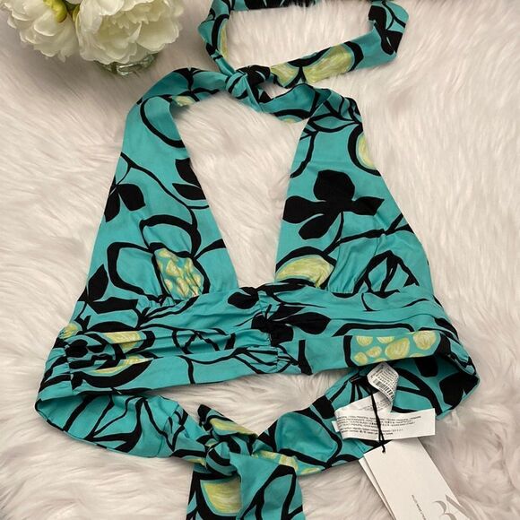 Zara Aqua and Black Crop Top Size M - Picture 10 of 12